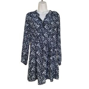 Piperlime Collection Silk Dress W/ M Blue White Floral Excellent WD060
